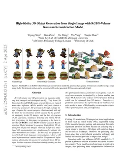 High-fidelity 3D Object Generation from Single Image with RGBN-Volume Gaussian Reconstruction Model