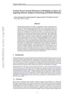 Context-Aware Toxicity Detection in Multiplayer Games: Integrating Domain-Adaptive Pretraining and Match Metadata