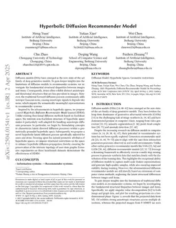 Hyperbolic Diffusion Recommender Model
