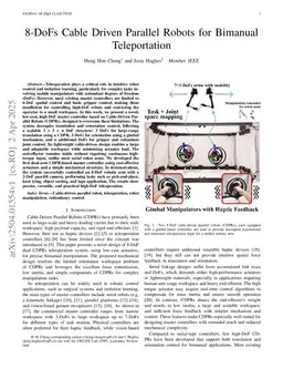 8-DoFs Cable Driven Parallel Robots for Bimanual Teleportation