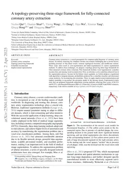 A topology-preserving three-stage framework for fully-connected coronary artery extraction