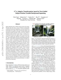 A$^\text{T}$A: Adaptive Transformation Agent for Text-Guided Subject-Position Variable Background Inpainting