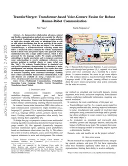 TransforMerger: Transformer-based Voice-Gesture Fusion for Robust Human-Robot Communication
