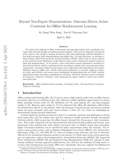 Beyond Non-Expert Demonstrations: Outcome-Driven Action Constraint for Offline Reinforcement Learning
