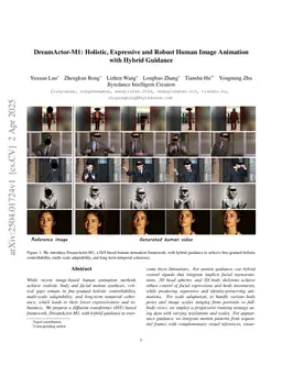 DreamActor-M1: Holistic, Expressive and Robust Human Image Animation with Hybrid Guidance