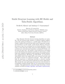 Stable Structure Learning with HC-Stable and Tabu-Stable Algorithms