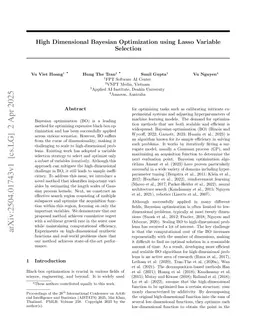 High Dimensional Bayesian Optimization using Lasso Variable Selection