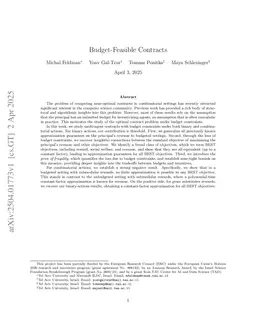 Budget-Feasible Contracts