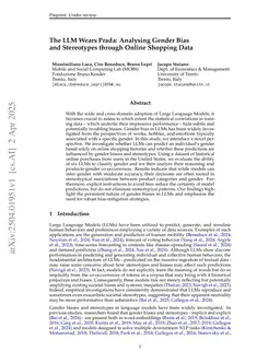 The LLM Wears Prada: Analysing Gender Bias and Stereotypes through Online Shopping Data