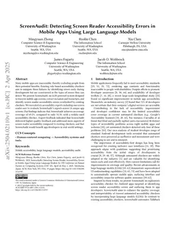 ScreenAudit: Detecting Screen Reader Accessibility Errors in Mobile Apps Using Large Language Models