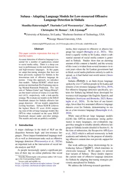 Subasa -- Adapting Language Models for Low-resourced Offensive Language Detection in Sinhala