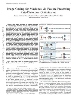 Image Coding for Machines via Feature-Preserving Rate-Distortion Optimization