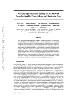 Advancing Semantic Caching for LLMs with Domain-Specific Embeddings and Synthetic Data