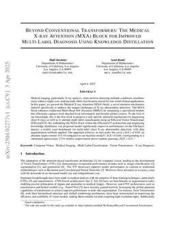 Beyond Conventional Transformers: The Medical X-ray Attention (MXA) Block for Improved Multi-Label Diagnosis Using Knowledge Distillation
