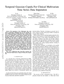 Temporal Gaussian Copula For Clinical Multivariate Time Series Data Imputation