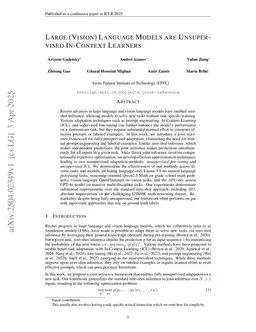 Large (Vision) Language Models are Unsupervised In-Context Learners
