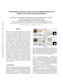 Marine Saliency Segmenter: Object-Focused Conditional Diffusion with Region-Level Semantic Knowledge Distillation
