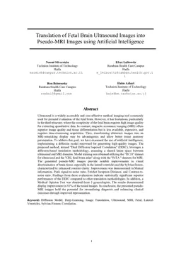 Translation of Fetal Brain Ultrasound Images into Pseudo-MRI Images using Artificial Intelligence
