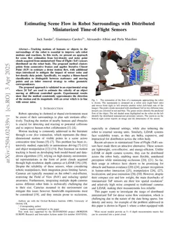 Estimating Scene Flow in Robot Surroundings with Distributed Miniaturized Time-of-Flight Sensors