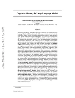 Cognitive Memory in Large Language Models