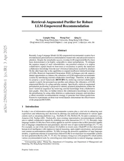 Retrieval-Augmented Purifier for Robust LLM-Empowered Recommendation