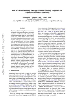 BOOST: Bootstrapping Strategy-Driven Reasoning Programs for Program-Guided Fact-Checking