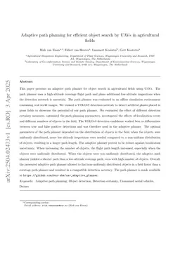 Adaptive path planning for efficient object search by UAVs in agricultural fields