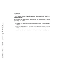 VISTA: Unsupervised 2D Temporal Dependency Representations for Time Series Anomaly Detection