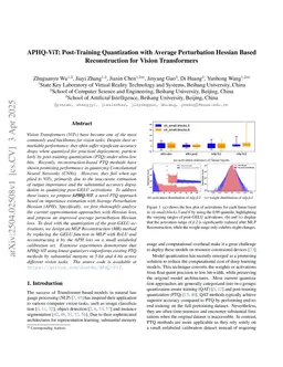 APHQ-ViT: Post-Training Quantization with Average Perturbation Hessian Based Reconstruction for Vision Transformers
