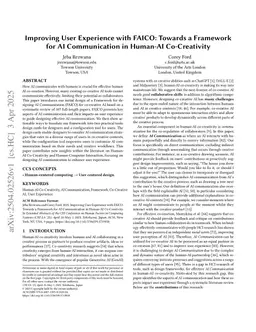 Improving User Experience with FAICO: Towards a Framework for AI Communication in Human-AI Co-Creativity