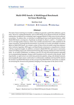 Multi-SWE-bench: A Multilingual Benchmark for Issue Resolving