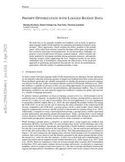 Prompt Optimization with Logged Bandit Data