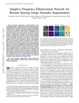 Adaptive Frequency Enhancement Network for Remote Sensing Image Semantic Segmentation