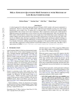 MiLo: Efficient Quantized MoE Inference with Mixture of Low-Rank Compensators