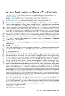RBT4DNN: Requirements-based Testing of Neural Networks
