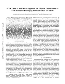 BT-ACTION: A Test-Driven Approach for Modular Understanding of User Instruction Leveraging Behaviour Trees and LLMs