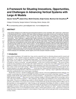 A Framework for Situating Innovations, Opportunities, and Challenges in Advancing Vertical Systems with Large AI Models