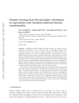 Transfer learning from first-principles calculations to experiments with chemistry-informed domain transformation