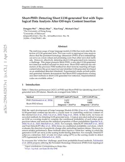 Short-PHD: Detecting Short LLM-generated Text with Topological Data Analysis After Off-topic Content Insertion