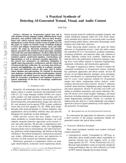 A Practical Synthesis of Detecting AI-Generated Textual, Visual, and Audio Content