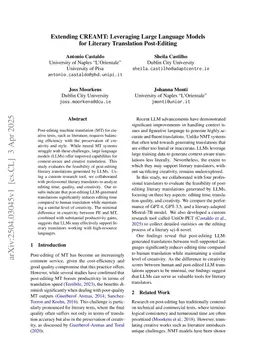 Extending CREAMT: Leveraging Large Language Models for Literary Translation Post-Editing