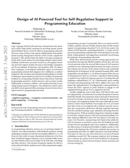 Design of AI-Powered Tool for Self-Regulation Support in Programming Education