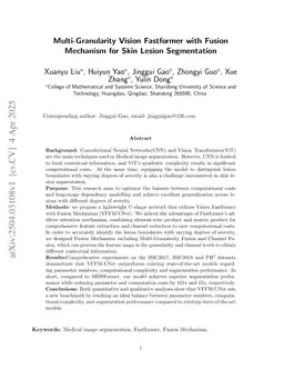 Multi-Granularity Vision Fastformer with Fusion Mechanism for Skin Lesion Segmentation