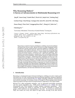 Why Reasoning Matters? A Survey of Advancements in Multimodal Reasoning (v1)