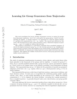 Learning Lie Group Generators from Trajectories