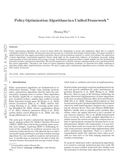 Policy Optimization Algorithms in a Unified Framework