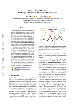 BabyLM's First Words: Word Segmentation as a Phonological Probing Task