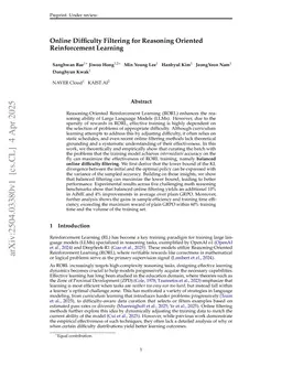 Online Difficulty Filtering for Reasoning Oriented Reinforcement Learning