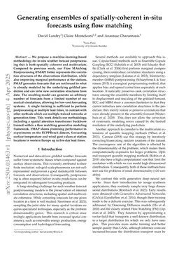 Generating ensembles of spatially-coherent in-situ forecasts using flow matching