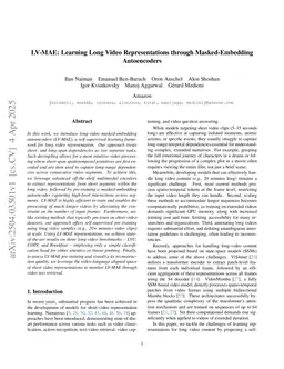 LV-MAE: Learning Long Video Representations through Masked-Embedding Autoencoders
